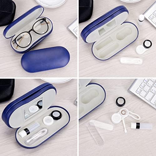 Калъф за контактни лещи и очила Muf 2 в 1, двустранен дизайн с двойно предназначение, фланец и преносим, Пинсети и бутилка с разтвор за контактни лещи се предлагат в пъ?