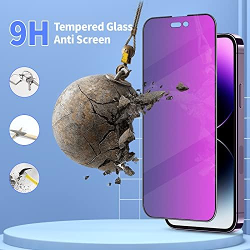 QUESPLE [2] Защитно фолио за екран за поверителност за iPhone 14 Pro Max (6,7 инча), Лилава Закалено стъкло за защита от