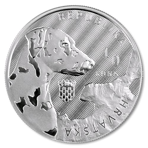 Хърватска Сребърна монета от 2021 година с кучето далматинцем с тегло 1 унция - Автохтонная серия Хърватия - Блестяща,