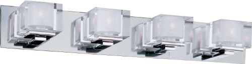 Монтиране на стена за Тоалетна масичка Maxim 10004CLPC Cubic Modern Crystal, 4-Клиенти Ксенон с Обща мощност 160 W, 5 H x 30 W, Полиран Хром