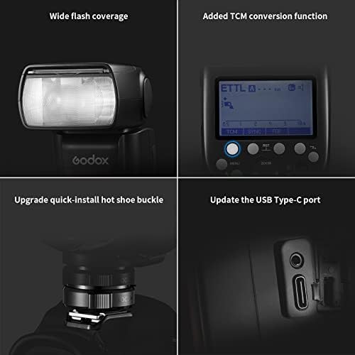 Godox TT685II-F TTL и Високоскоростна синхронизация 1/8000 s GN60 2,4 G Безжична водеща Ведомая светкавица Speedlite Speedlight, съвместима с фотоапарати Fujifilm с рассеивателем, филтър, USB-под