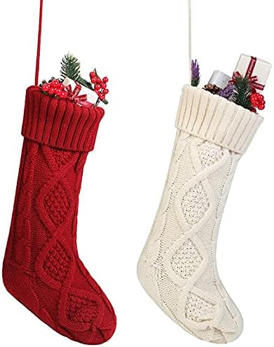 Lincox Коледен Вязаный Отглеждане Кабелна Тел от Аргайла Коледни Чорапи, Коледни Окачен Класически Декор Обикновен Семеен Празник
