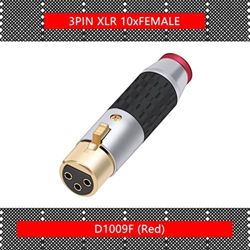 Конектор за микрофонного кабел RFXCOM X L R XLR-жена или XLR-мъжки 3-Пинов Директен черно-червена запушалка 10 бр. (Цвят: 10xD1009F-Червен)
