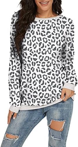 JINKESI Дамски Ежедневни Блузи Свободно Намаляване с дълъг ръкав в цвят Блока и Кръгло деколте, Тениски, Блузи, Пуловери,