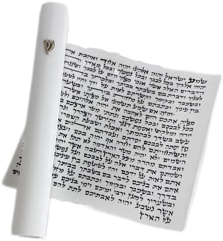 Кошер Свитък от пергамент Klaf 4 инча/10 см Израел + Метал. еврейската мезуза бял цвят