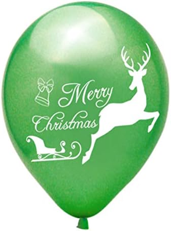 Amosfun 15шт 12 инча Весели Коледни балони с надпис Лос, на декор от балони за партита (5шт червени балони, 5шт зелени балони, 5шт балони с пайети от розово злато, без лента)