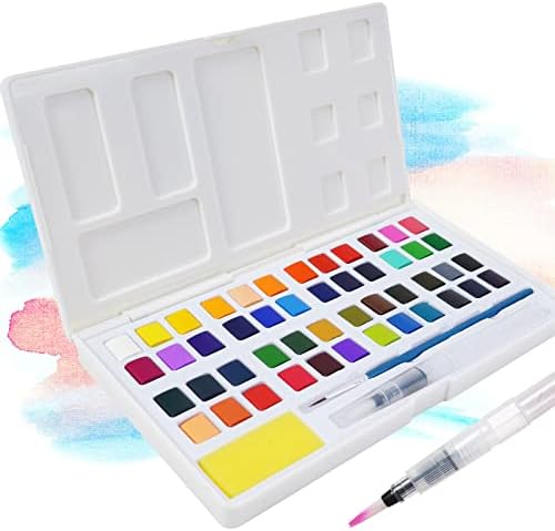 Набор от акварельных бои TAVOLOZZA, Акварелни бои, 48 Ярки Цветове, Преносим Пътен Комплект Акварели, Комплект за рисуване
