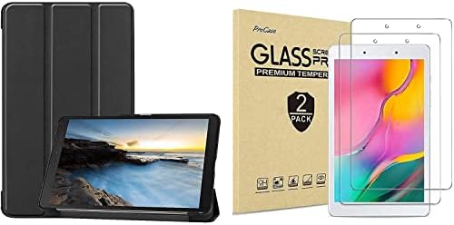 ProCase Galaxy Tab A 8,0 2019 T290 T295 Черен елегантен Твърд калъф в комплект с 2 Пакет протектори, изработени от закалено Стъкло