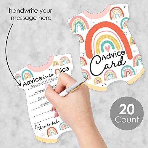 Голяма точка щастие Здравей Rainbow - Детско Боди с пощенска картичка изисквания в стил Бохо за детски душ - Игра, във формата на картички съвети - пакет от 20