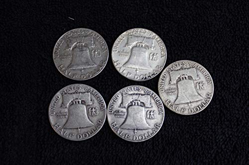 Комплект от 5 половини, Franklin, на всички 90% Сребро, от време от 1948 до 1959 година, Все Различни дати