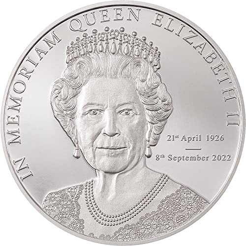2022 DE Memoriam на кралица Елизабет II PowerCoin В 1 Мл Сребърна монета 5 $ Острови Кук 2022 1 Унция Proof