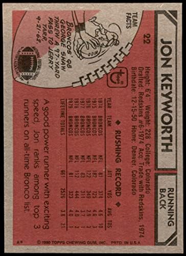 1980 Topps # 22 Джон Кейворт Denver Broncos (Футболна карта) в Ню Йорк / MOUNT Broncos Алабама