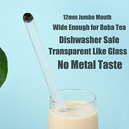 За многократна употреба прозрачни сламки Boba, 10 см х 12 мм, сламки за шейкове от твърда пластмаса Jumbo Tritan, в индивидуална
