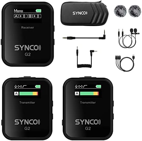 Петличная микрофон система SYNCO G2-A2, безжичен микрофон 2,4 G и стабилна предаване на разстояние на пряка видимост