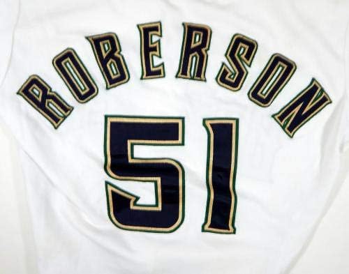 1995 Милуоки Брюэрз Led Робъртсън #51 Използвал бялата фланелка в играта, е Използвал тениски MLB