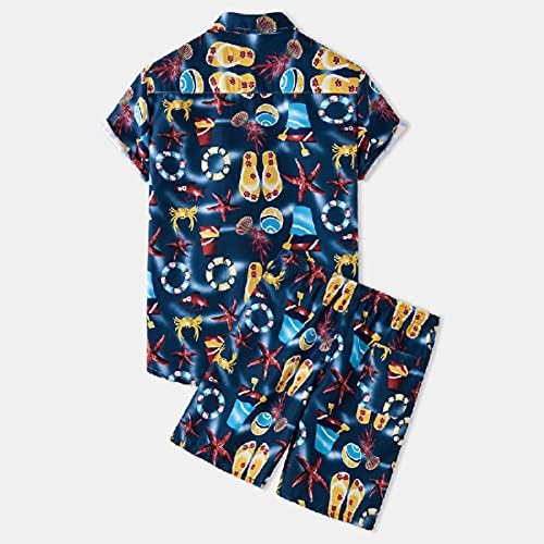 Мъжка Лятна Риза с копчета, Хавайски Тропически Костюм, Мъжки Спортни дрехи, Ежедневни Ризи и Шорти от 2