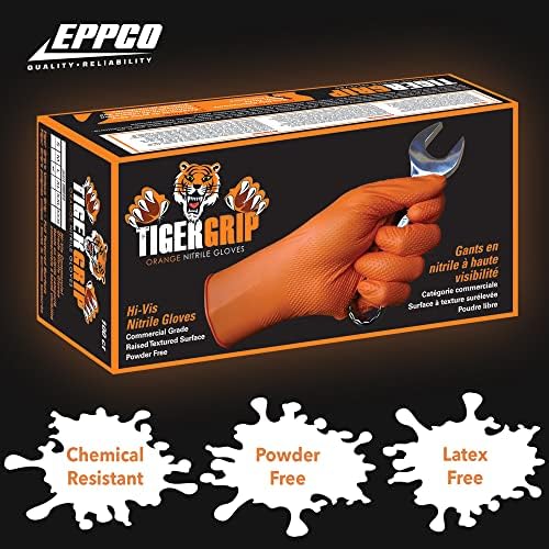 Ръкавици EPPCO TigerGrip 8-Миллиметровые Нитриловые Прах за Еднократна употреба, без латекс, Текстурирани Ръкавици Superior