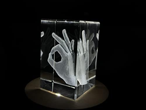 Инкрустация от кристали с 3D гравиране OK Gesture (Голям)