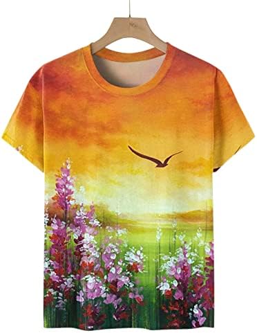 Тениска за момичета, Есента и летни Тениски с къс Ръкав и кръгло деколте и Принтом Пеперуди, Върхове Свободно, Намаляване,