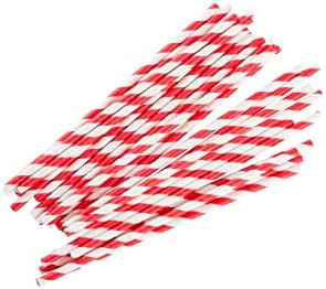 Хартиени сламки Tablecraft Coca-Cola маркови форми 7,75 инча (6 мм) в Червената и бяла ивица, опаковка по 100 бр.