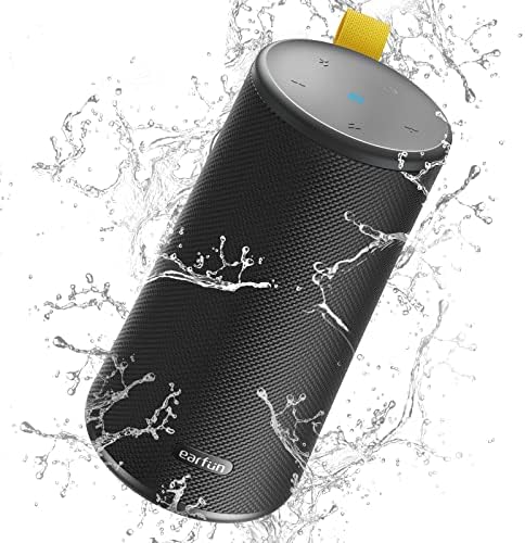 Bluetooth-високоговорител EarFun® UBOOM, [стереозвук капацитет от 24 W] Бум-бас, съраунд звук 360 °, водоустойчив Sweatshield ™ IPX7, Режими на работа на закрито и открито, двойно сдвоява