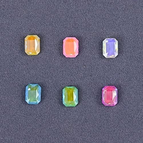 50 бр/пакет Кристали за дизайн на ноктите, цвят Мока 6x8 мм, Флуоресцентни Квадратни мъниста с плоска задна част,