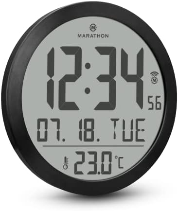Дигитални Стенни часовници MARATHON 25,5 см, Дата и температура в помещението