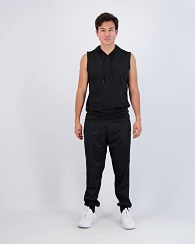 Комплект от 3 теми: Мъжка риза за отдих с качулка Dry-Fit - Тренировочная hoody без ръкави с шнурком (предлага в