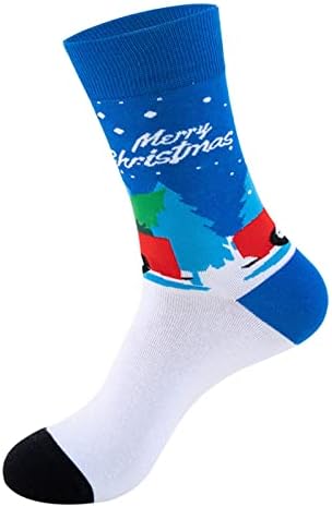 Широки Чорапи За Краката, Топли Коледни Модни Ветроупорен Чорапи с Принтом Средна Дължина, Дълги Памучни Чорапи Дишащи за Жени