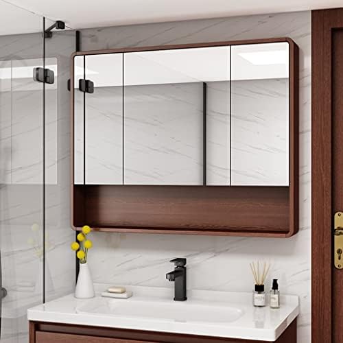 Шкаф за лекарства FIFOR Wooden за баня, Кухненски Стенен Огледален шкаф за /Органайзер, Стенни шкафове над тоалетна, една или