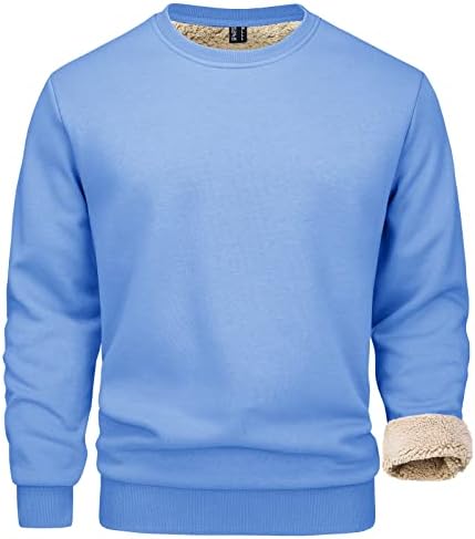 MAGCOMSEN/ Мъжки Блузи с подплата от шерпи, мек вълнен плат Пуловер, Основни Върхове, Топло Зимно Бельо с кръгло