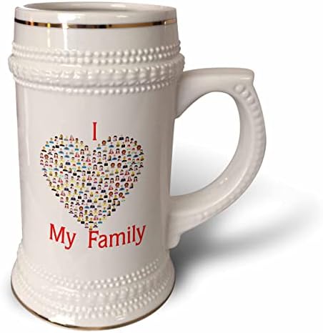 Триизмерен образ на Аз обичам моето семейство С Огромно Сърце От хора - Чаша за стейна на 22 унция (stn_356198_1)
