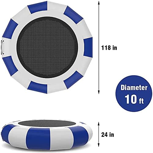 Платформа за плуване с Надуваеми батутом BEIAKE 10 фута на открито, Подходящ за водни спортове, Синьо