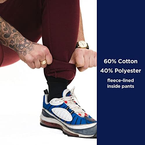 Q-Active Мъжки флисовые зауженные джоггеры за бягане - Удобни и стилни спортни панталони за ежедневието с 3 джобове (1 страничен цип)