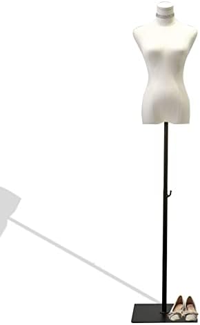 AMSXNOO Женски Манекен във формата на Рокля, Модел с Регулируема височина, която Показва Торс с Метална Квадратна Стойка,