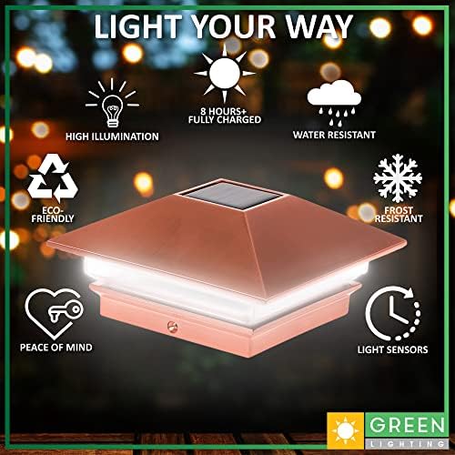 GreenLighting 12 Опаковки led светлини Gala Solar върху стълбове с тънка капачка за стълбове от дърво 4x4 и стълбове от PVC или винил 4x4 (мед)