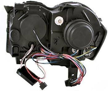 ANZO САЩ 111213, черна фар-проектор Halo с прозрачни лещи и кехлибар рефлектор за Jeep Grand Cherokee