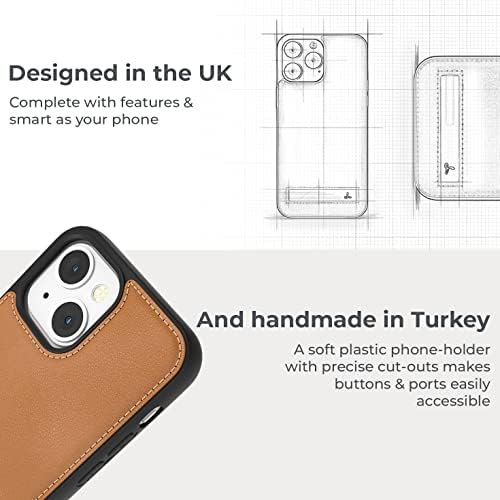 Кожен калъф Snakehive Метро за Apple iPhone 13 || Калъф за телефон от естествена кожа със стойка || Съвместим