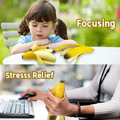 Опаковка от 2 Меки играчки-банани, Имитация на Бананови Меки Играчки За Изстискване, Eutreec, Супер Меко стреса, Забелязан