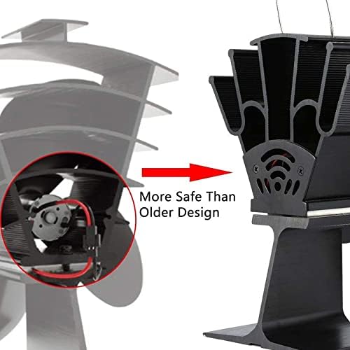 UXZDX CUJUX Стенен вентилатор за печки с 4 остриета, работещ от топлина, Дърво горелка, Безшумен Черен Вентилатор за домашна камина (Цвят: черен размер: x 10,3 7,4 x 19,7 см)