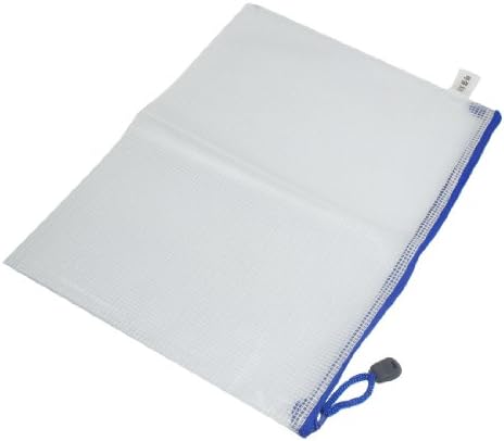 Чанта за хартия с формат А4 с цип, джоб-папка за химикалки, бял син