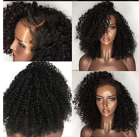 Афро къдрава перука от човешка Коса естествена коса, Бразилски Бесклеевые Дантелени Предни Перуки 180 Плътност Естествен цвят от Dream Beauty за жени (12, дантела пред перу