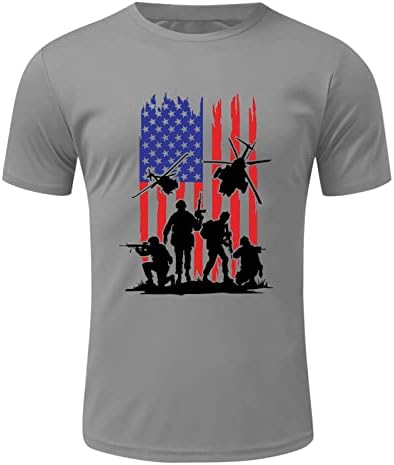 XXBR Мъжки тениски с къс ръкав Войници на 4 юли с принтом Хартата на САЩ, Патриотични фланелки с кръгло деколте и спортни мускули