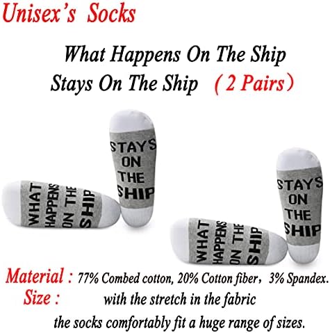 JXGZSO 2 Двойки Круиз Подаръци Семейни Туристически Чорапи Това, Което се Случва На борда На кораба, Остава На борда