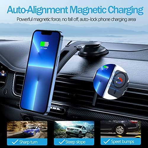 Магнитно Безжично Зарядно за автомобил Зарядно MagSafe, Зарядно Устройство за Автомобил на притежателя на телефона на