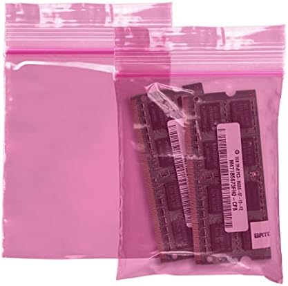 Пластмасови опаковки APQ с цип за малкия бизнес 2,5 x 3, Опаковки от 100 Розови Антистатических найлонови торбички с цип, 4 Мил. Отново Закрываемых на найлонови торбички з
