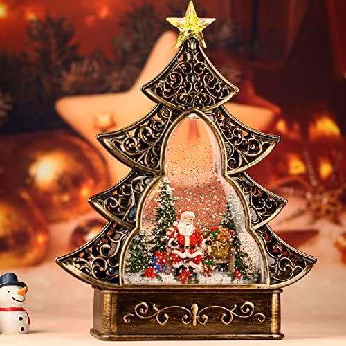 Коледа Снежна Топка-Фенер, Музикален Блестящ Фенер С Подсветка 3 Батерии тип АА батерии и USB-Устройство, Дядо Коледа, Украса