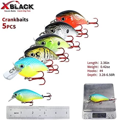 Комплект твърди риболовни примамки XBLACK 2,4 /0,4 грама, 5 бр., воблери за начинаещи, примамки XBLACK, Сграбчи голяма