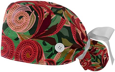 Работна Шапчица Медуза с Пуговицей и тренировъчната панделка, 2 Опаковки Многократно Хирургически шапки за еднократна употреба