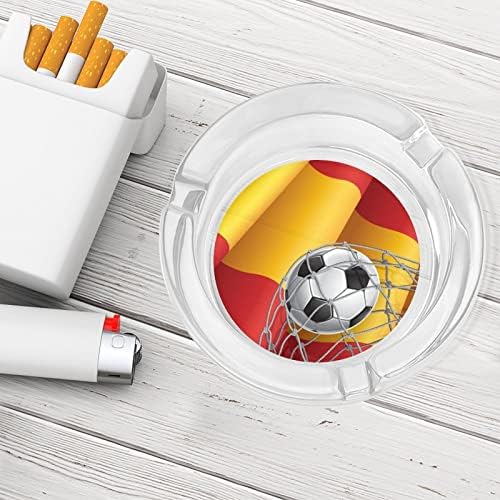 Футбол порта и Флаг на Испания Стъклени Пепелници за Цигари, Ветрозащитный кофа за Боклук, Необичайни Пепелници с Принтом